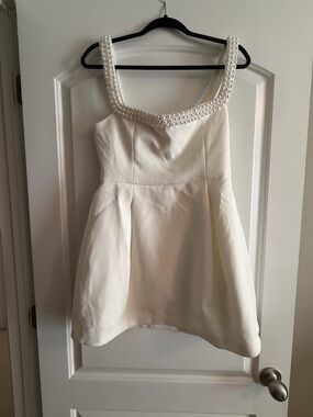 Odd Muse Pearl-Trim Ivory Mini Dress